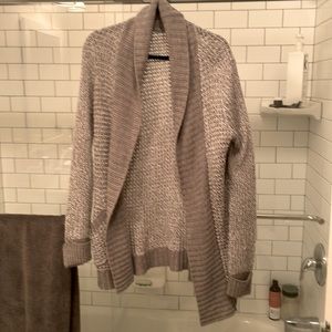 Gray and white knee length cardigan size medium